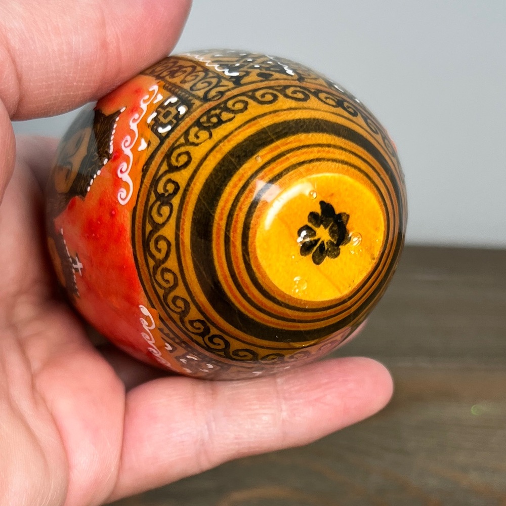 Vintage Hand Painted Wooden Egg Russian Orthodox Religious Art Passion Egg 3.5” - Picture 9 of 16